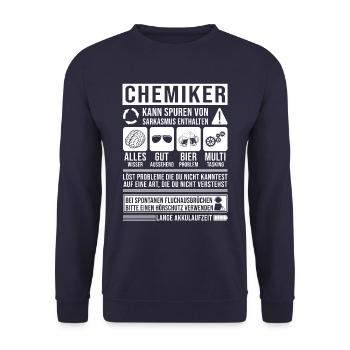 Chemiker Spruch lustig - Unisex Pullover - Navy - Vorne - Alina (178cm) & Michal (187cm)