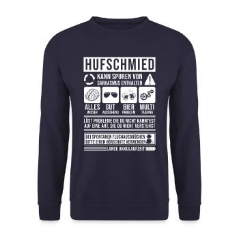 Hufschmied Spruch lustig - Unisex Pullover - Navy - Vorne - Alina (178cm) & Michal (187cm)