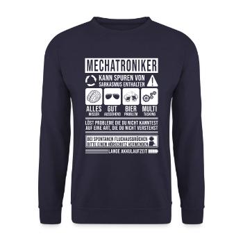 Mechatroniker Spruch lustig - Unisex Pullover - Navy - Vorne - Alina (178cm) & Michal (187cm)