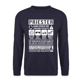 Priester Spruch lustig - Unisex Pullover - Navy - Vorne - Alina (178cm) & Michal (187cm)
