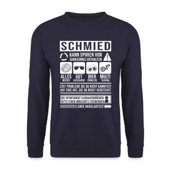 Schmied Spruch lustig - Unisex Pullover - Navy - Vorne - Alina (178cm) & Michal (187cm)