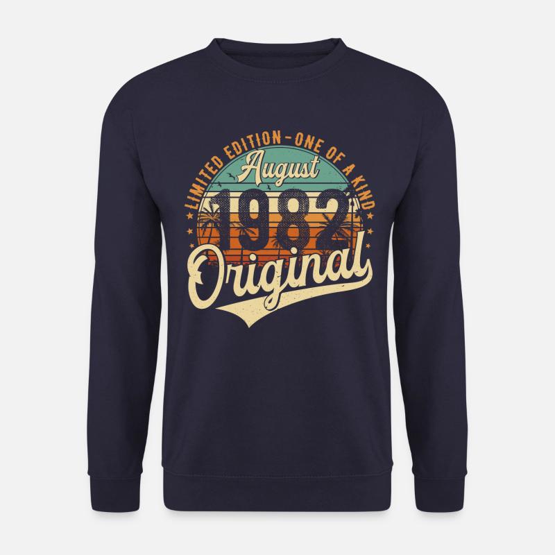 August 1982 Vintage Jahrgang Geburtstag Retro - Unisex Pullover - Navy
