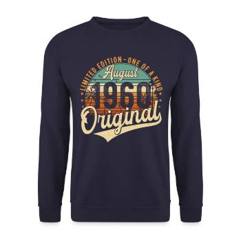 Août 1960 Vintage Anniversaire Rétro - Sweat-shirt Unisexe - marine - Devant - Alina (178cm) & Michal (187cm)
