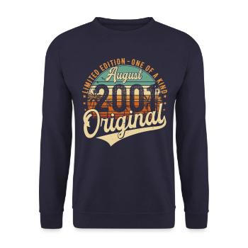August 2001 Vintage Birthday Retro - Unisex Sweatshirt - navy - Front - Alina (178cm) & Michal (187cm)