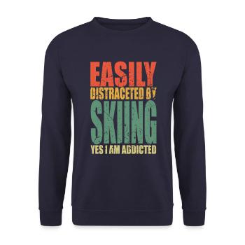 Skiing saying funny - Unisex Sweatshirt - navy - Front - Alina (178cm) & Michal (187cm)