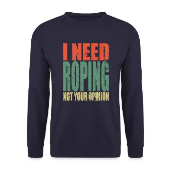 Roping Spruch lustig - Unisex Pullover - Navy - Vorne - Alina (178cm) & Michal (187cm)