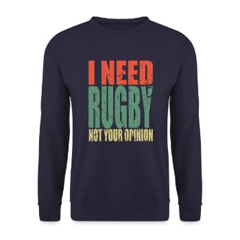 Rugby Spruch lustig - Unisex Pullover - Navy - Vorne - Alina (178cm) & Michal (187cm)
