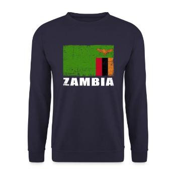 Sambia Flagge Grunge Sambia Fahne - Unisex Pullover - Navy - Vorne - Alina (178cm) & Michal (187cm)