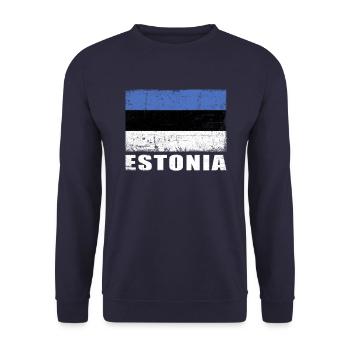 Estland Flagge Grunge Estland Fahne - Unisex Pullover - Navy - Vorne - Alina (178cm) & Michal (187cm)