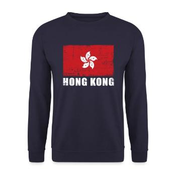 Drapeau de Hong Kong Grunge Drapeau de Hong Kong - Sweat-shirt Unisexe - marine - Devant - Alina (178cm) & Michal (187cm)