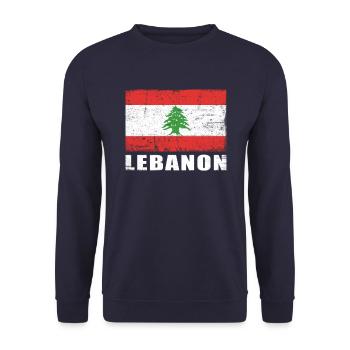 Libanon Flagge Grunge Libanon Fahne - Unisex Pullover - Navy - Vorne - Alina (178cm) & Michal (187cm)