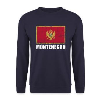 Montenegro Flagge Grunge Montenegro Fahne - Unisex Pullover - Navy - Vorne - Alina (178cm) & Michal (187cm)