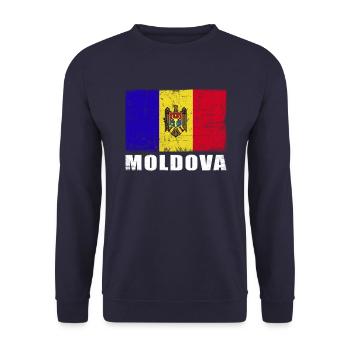 Moldawien Flagge Grunge Moldawien Fahne - Unisex Pullover - Navy - Vorne - Alina (178cm) & Michal (187cm)