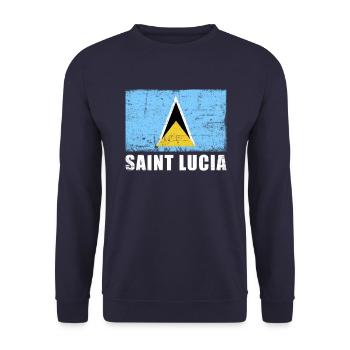 Saint Lucia Flag Grunge Saint Lucia Flag - Unisex Sweatshirt - navy - Front - Alina (178cm) & Michal (187cm)