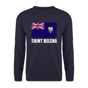Sankt Helena Flagge Grunge Sankt Helena Fahne - Unisex Pullover - Navy - Vorne - Alina (178cm) & Michal (187cm)