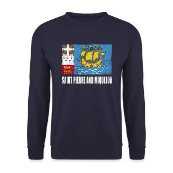 Sankt Pierre Und Miquelon Flagge - Unisex Pullover - Navy - Vorne - Alina (178cm) & Michal (187cm)