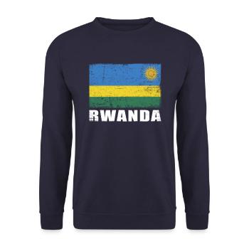 Ruanda Flagge Grunge Ruanda Fahne - Unisex Pullover - Navy - Vorne - Alina (178cm) & Michal (187cm)