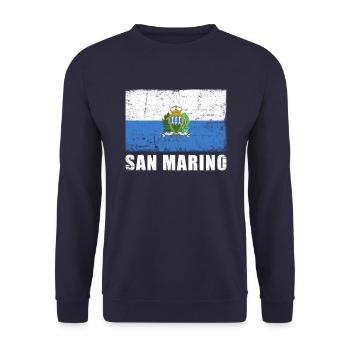 San Marino Flagge Grunge San Marino Fahne - Unisex Pullover - Navy - Vorne - Alina (178cm) & Michal (187cm)