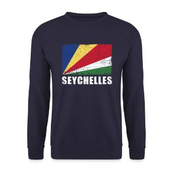 Seychellen Flagge Grunge Seychellen Fahne - Unisex Pullover - Navy - Vorne - Alina (178cm) & Michal (187cm)