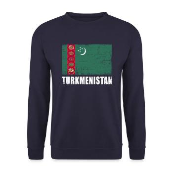 Turkmenistan Flagge Grunge Turkmenistan Fahne - Unisex Pullover - Navy - Vorne - Alina (178cm) & Michal (187cm)