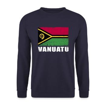 Vanuatu Flagge Grunge Vanuatu Fahne - Unisex Pullover - Navy - Vorne - Alina (178cm) & Michal (187cm)