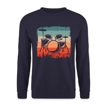 Drummer Retro Drum Kit Drum Silhouette Drummer - Unisex Pullover - Navy - Vorne - Alina (178cm) & Michal (187cm)