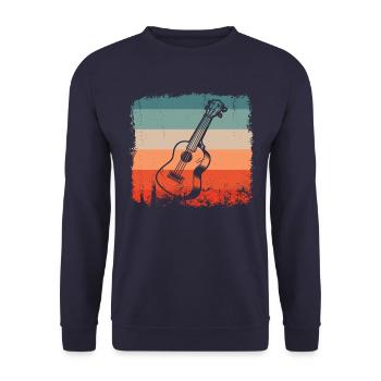 Gitarrist Retro Gitarre Silhouette Gitarrist - Unisex Pullover - Navy - Vorne - Alina (178cm) & Michal (187cm)