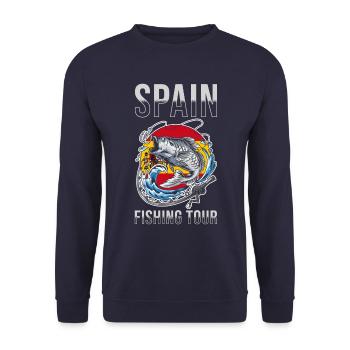 Voyage de pêche Espagne - Sweat-shirt Unisexe - marine - Devant - Alina (178cm) & Michal (187cm)