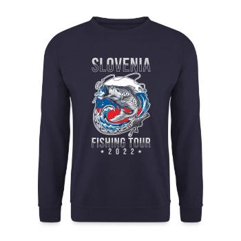 Tour de pêche Slovénie 2022 - Sweat-shirt Unisexe - marine - Devant - Alina (178cm) & Michal (187cm)