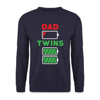 Papa Twins Père Batterie d’énergie vide - Sweat-shirt Unisexe - marine - Devant - Alina (178cm) & Michal (187cm)