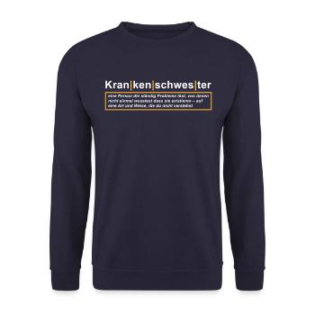 Krankenschwester Definition - Unisex Pullover - Navy - Vorne - Alina (178cm) & Michal (187cm)