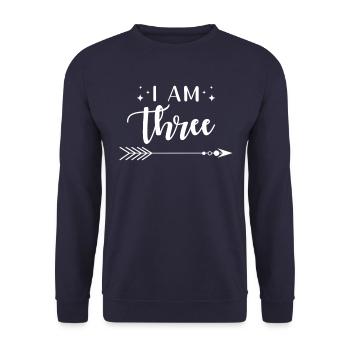 Drei Jahre Geburtstag Ich Bin Drei - Unisex Pullover - Navy - Vorne - Alina (178cm) & Michal (187cm)