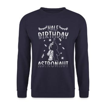 Demi-année 6 mois anniversaire astronaute - Sweat-shirt Unisexe - marine - Devant - Alina (178cm) & Michal (187cm)