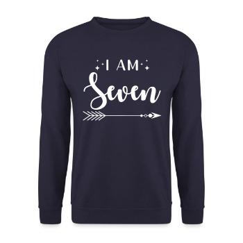 Seven years birthday I'm seven - Unisex Sweatshirt - navy - Front - Alina (178cm) & Michal (187cm)