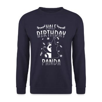 Half year 6 months birthday Panda - Unisex Sweatshirt - navy - Front - Alina (178cm) & Michal (187cm)