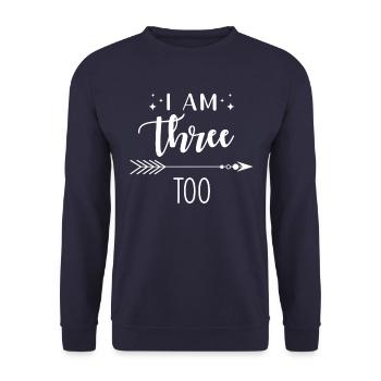 Drei Jahre Geburtstag Ich Bin Auch Drei - Unisex Pullover - Navy - Vorne - Alina (178cm) & Michal (187cm)