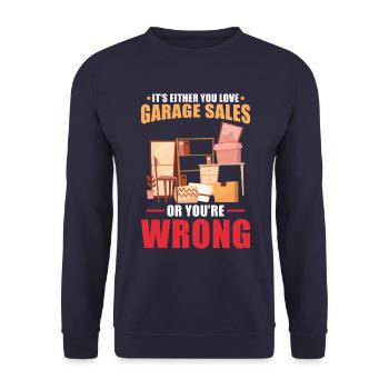 Garage sale slogan - Unisex Sweatshirt - navy - Front - Alina (178cm) & Michal (187cm)
