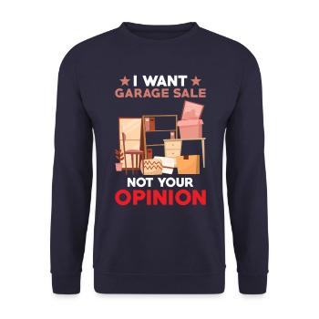 Garage sale slogan - Unisex Sweatshirt - navy - Front - Alina (178cm) & Michal (187cm)