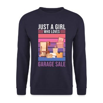 Garage sale slogan - Unisex Sweatshirt - navy - Front - Alina (178cm) & Michal (187cm)
