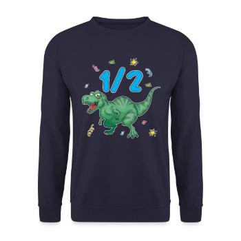 Half Year 6 Months Birthday Dinosaur - Unisex Sweatshirt - navy - Front - Alina (178cm) & Michal (187cm)