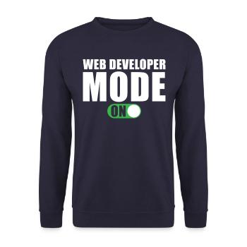 Web Developer Mode On - Unisex Sweatshirt - navy - Front - Alina (178cm) & Michal (187cm)