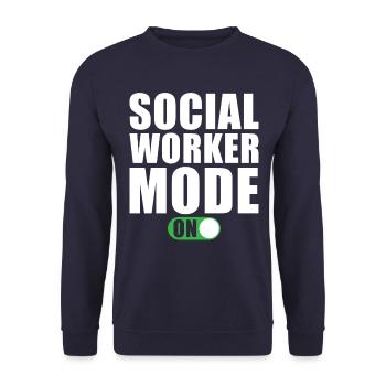 Sozialarbeiter Modus an - Unisex Pullover - Navy - Vorne - Alina (178cm) & Michal (187cm)