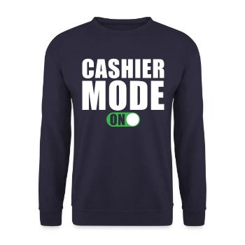 Kassierer Modus Ein - Unisex Pullover - Navy - Vorne - Alina (178cm) & Michal (187cm)