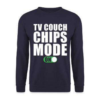 Tv Couch Chips Mode Activé - Sweat-shirt Unisexe - marine - Devant - Alina (178cm) & Michal (187cm)