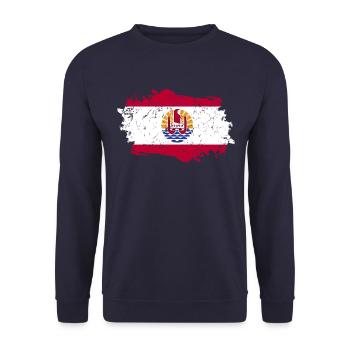 Französisch Polynesien Flagge - Unisex Pullover - Navy - Vorne - Alina (178cm) & Michal (187cm)