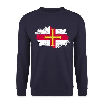 Guernsey Flag Grunge Guernsey Flag - Unisex Sweatshirt - navy - Front - Alina (178cm) & Michal (187cm)