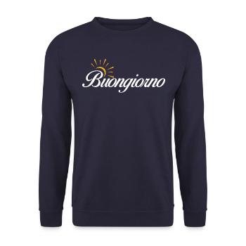 Italie Italien Disant Bonjour Buongiorno - Sweat-shirt Unisexe - marine - Devant - Alina (178cm) & Michal (187cm)