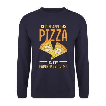 Pineapple -Pizza Is My Partner For Crime - Unisex Sweatshirt - navy - Front - Alina (178cm) & Michal (187cm)