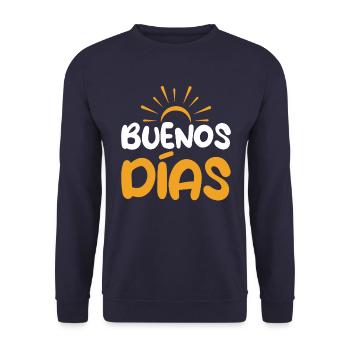 Spanien Spanisch Spruch Guten Morgen Buenos Dias - Unisex Pullover - Navy - Vorne - Alina (178cm) & Michal (187cm)