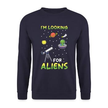 Télescope d’astronomie Cadeau astronome - Sweat-shirt Unisexe - marine - Devant - Alina (178cm) & Michal (187cm)